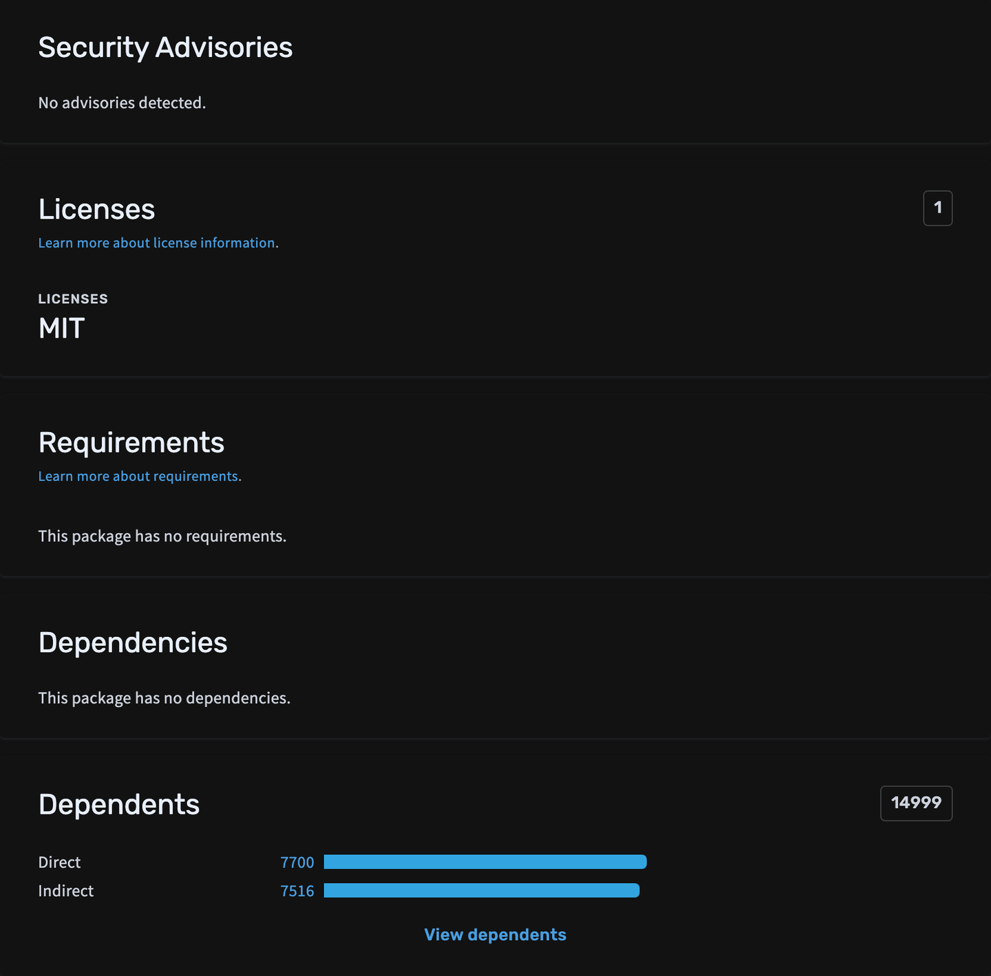 Open Source Insights for Prettier 3.9.9: no security advisories, MIT license, no dependencies, and the packages using it.